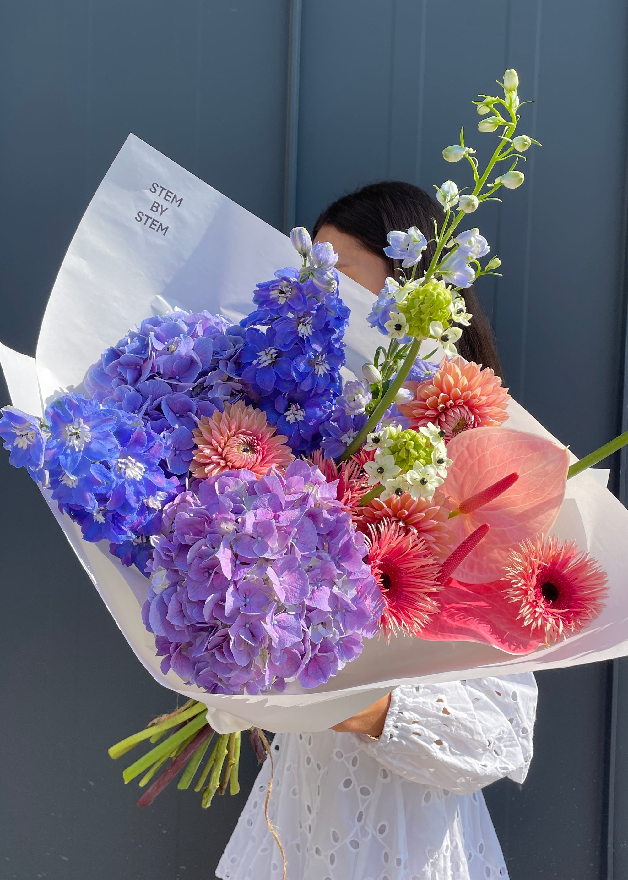 Bouquet blue|lilac|peach