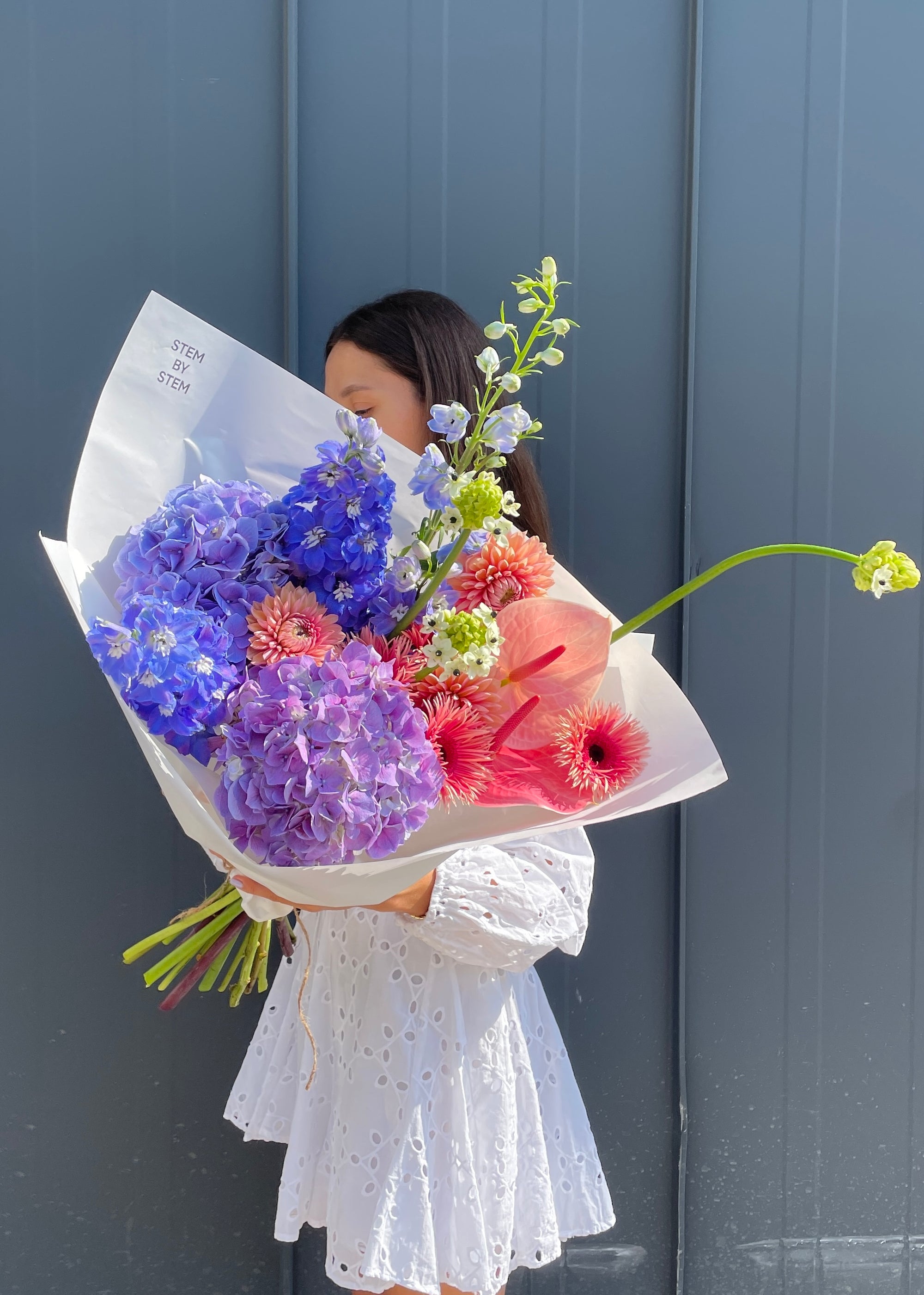 Bouquet blue|lilac|peach