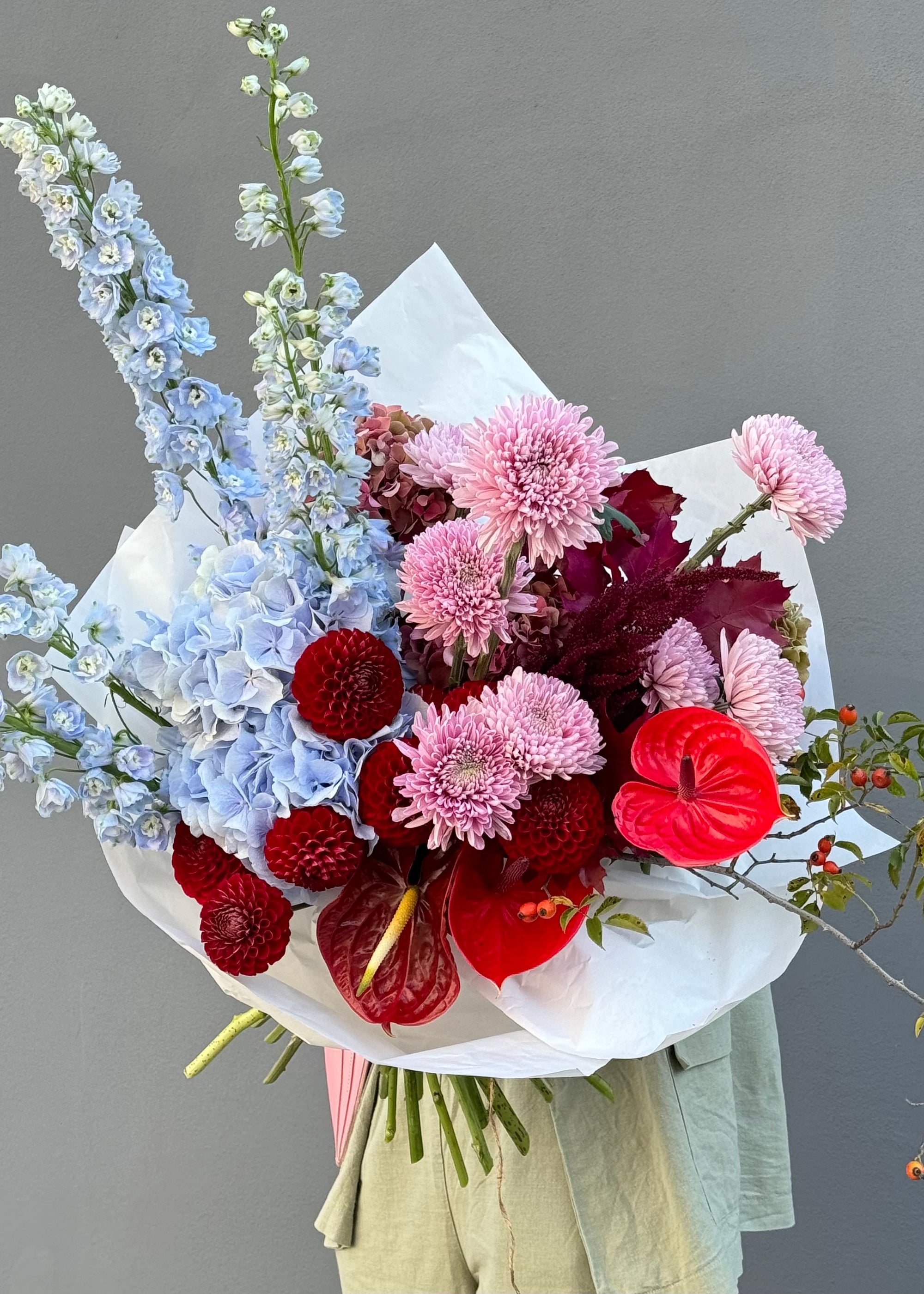 Bouquet burgundy|light blue