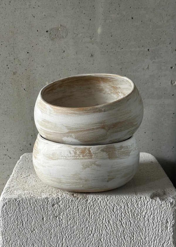 Handmade bowl for kenzan | white-beige