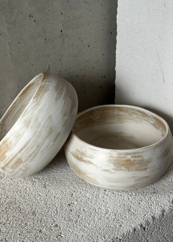 Handmade bowl for kenzan | white-beige