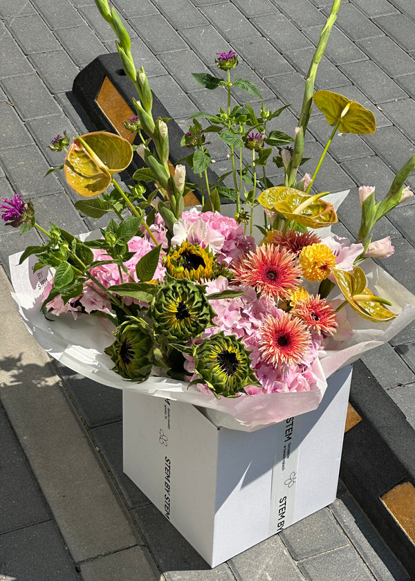 Bouquet summer green | pink | yellow