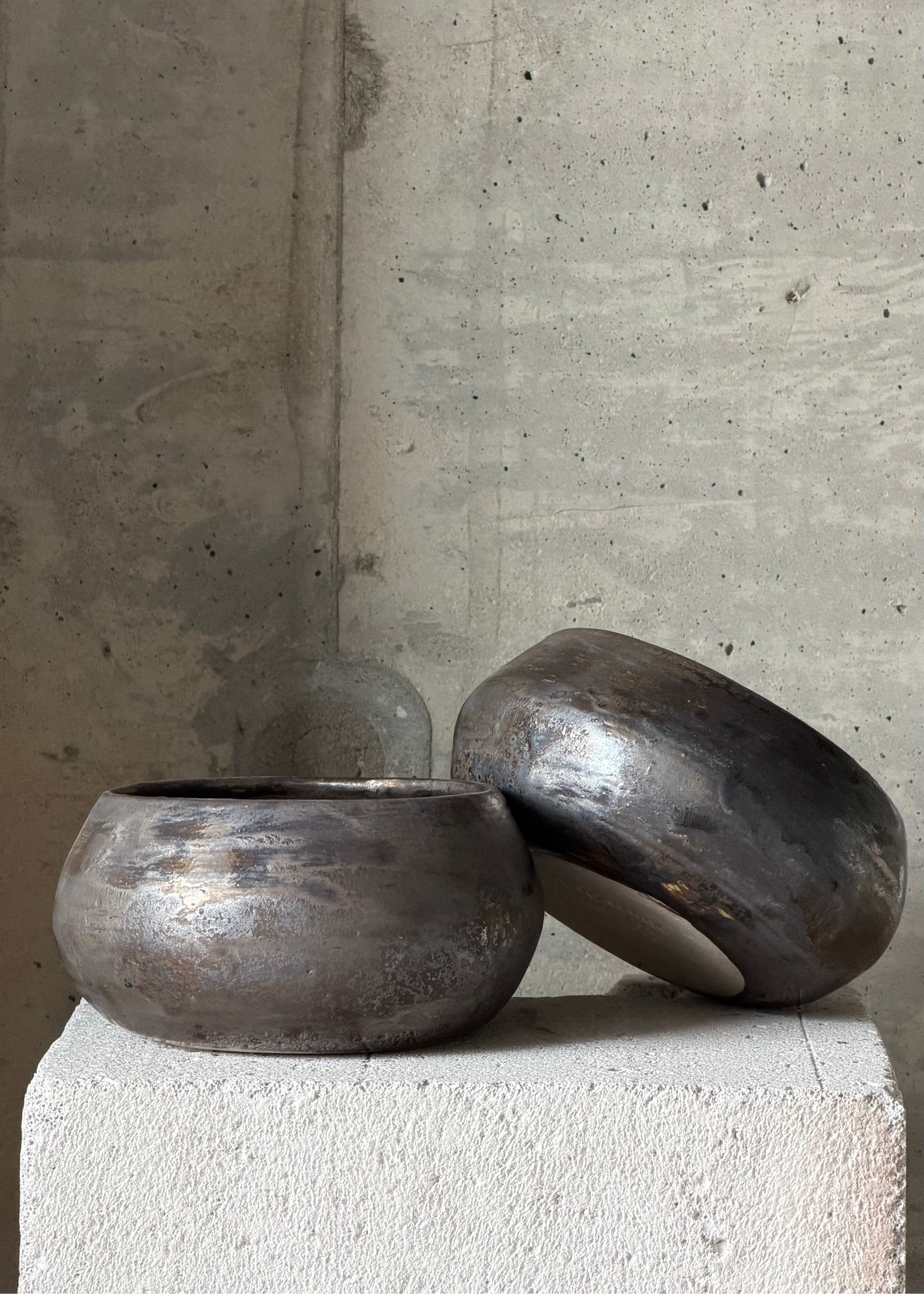 Handmade bowl for kenzan | gray-black