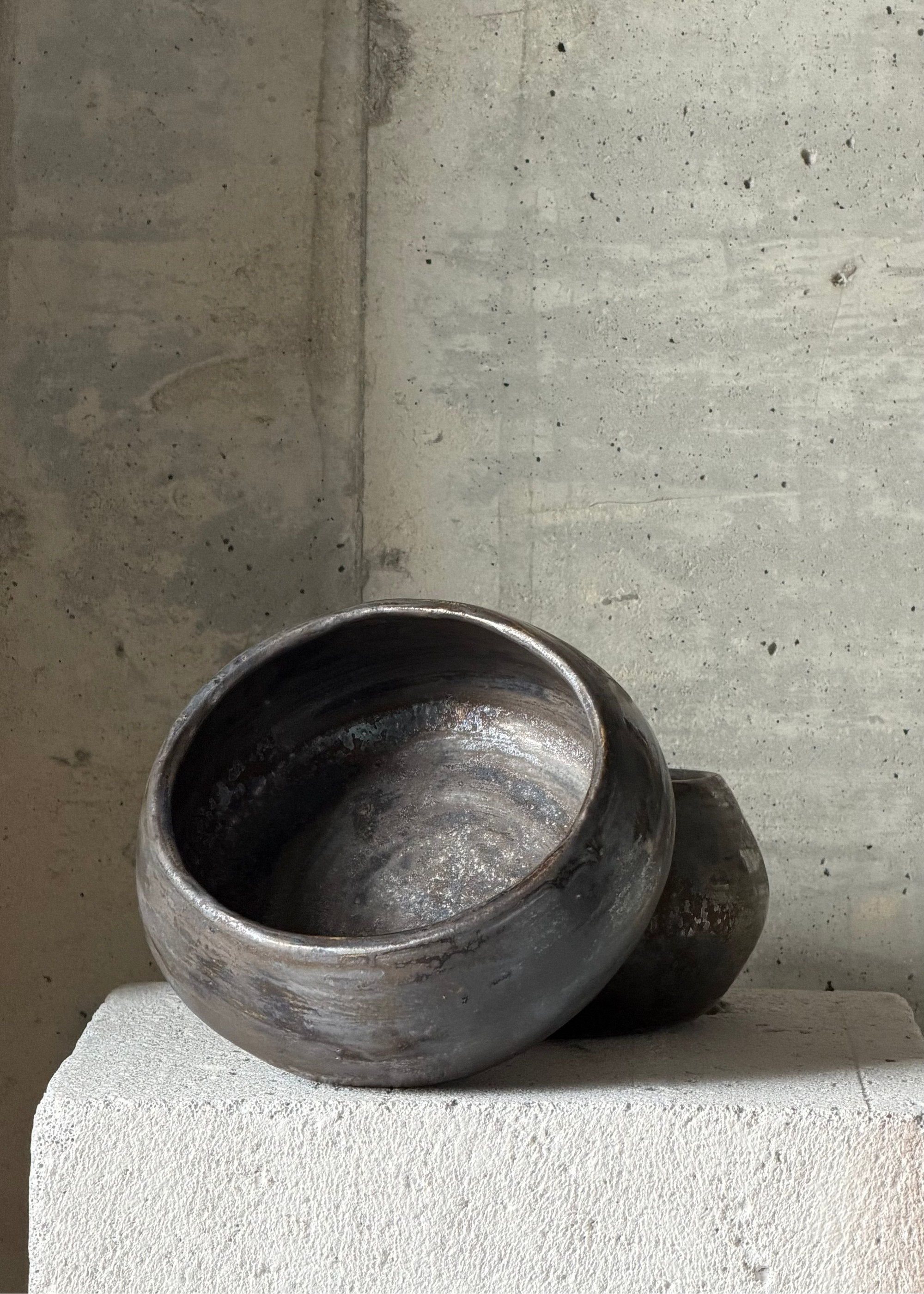 Handmade bowl for kenzan | gray-black