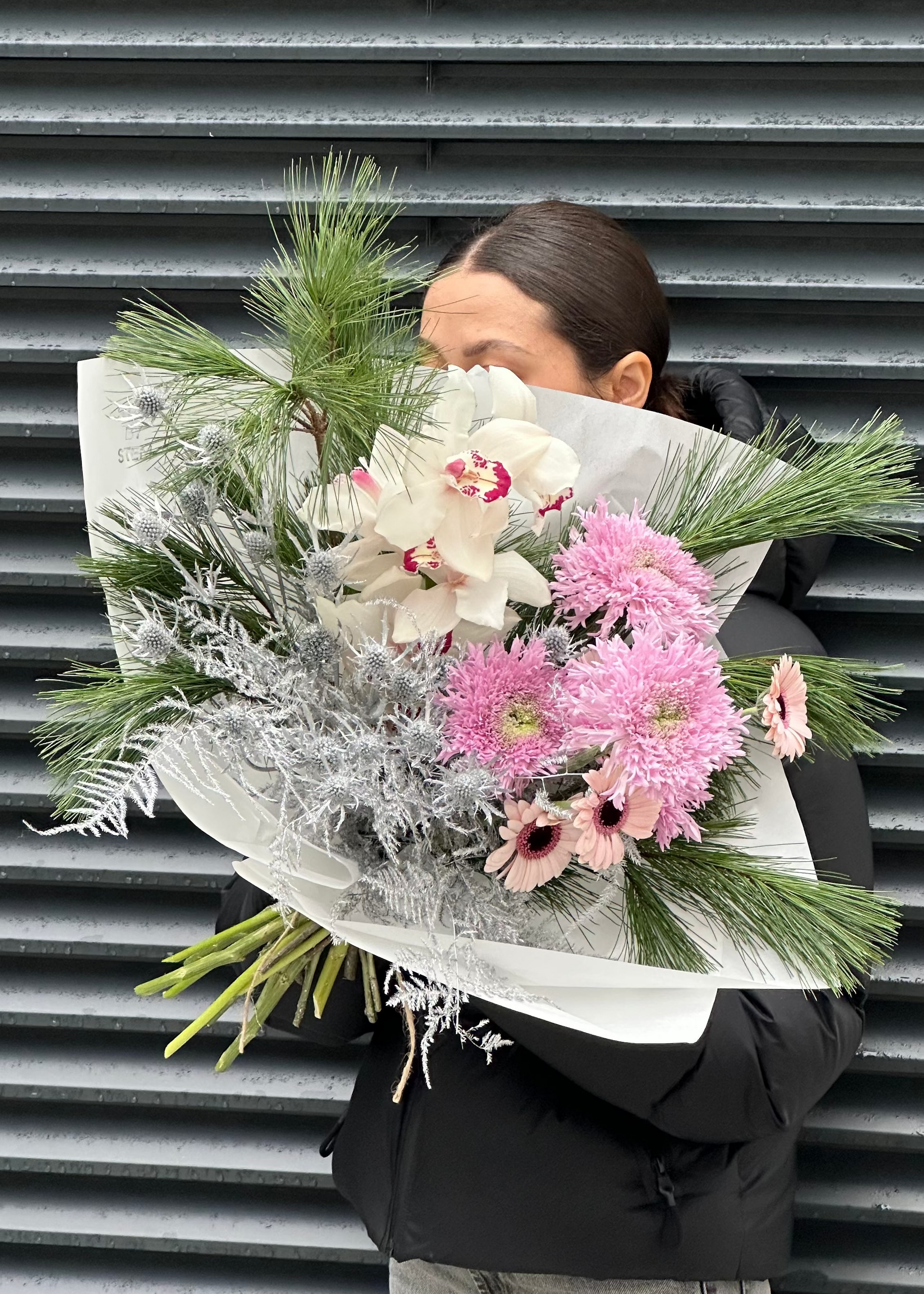 Bouquet silver  | pink  | green