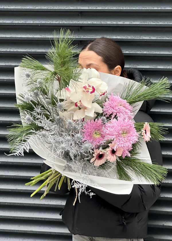 Bouquet silver  | pink  | green