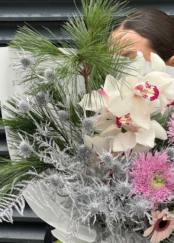 Bouquet silver  | pink  | green