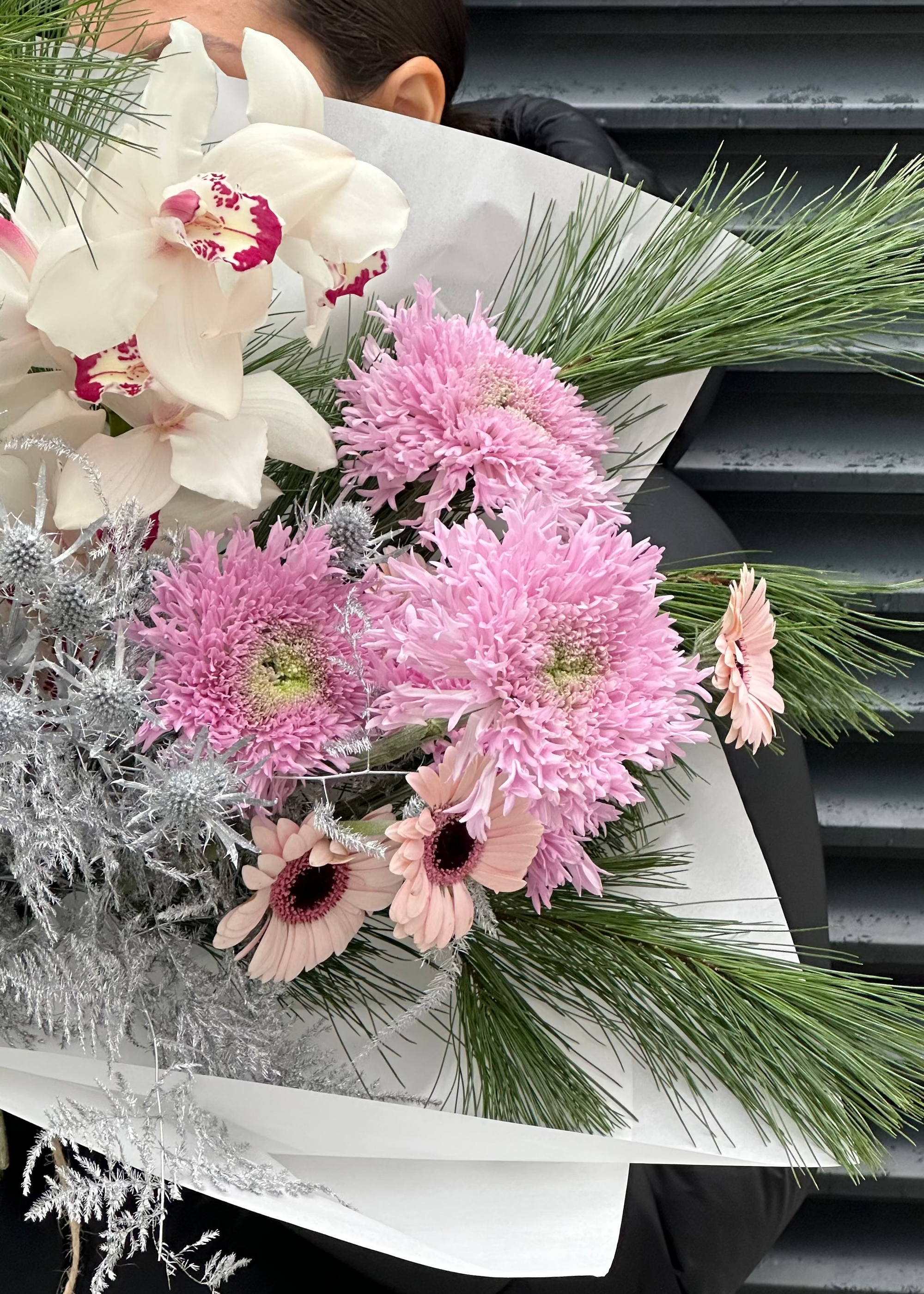 Bouquet silver  | pink  | green