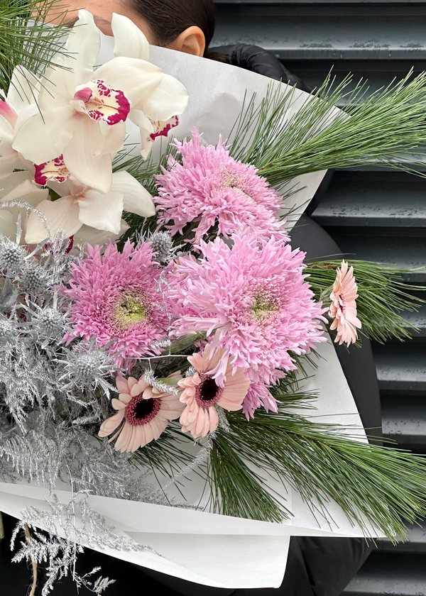 Bouquet silver  | pink  | green