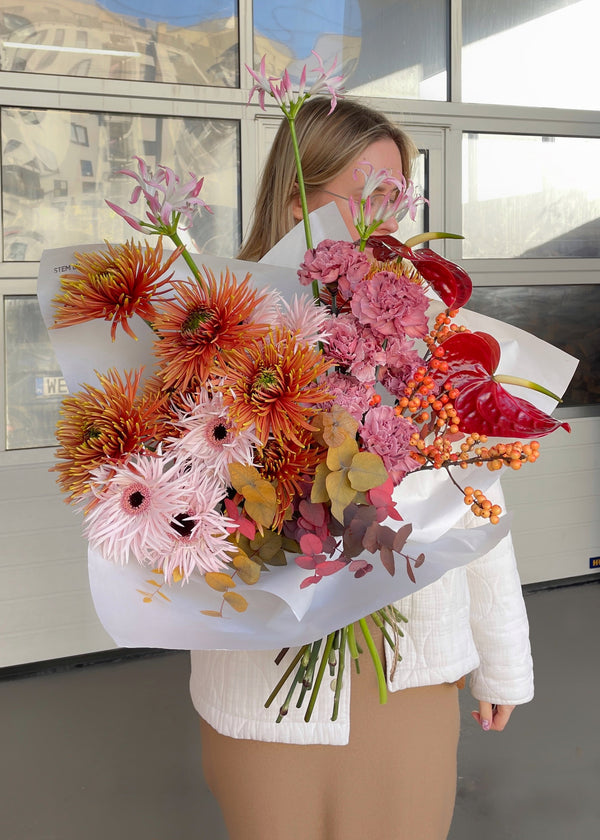 Bouquet dark pink|orange - Stem By Stem