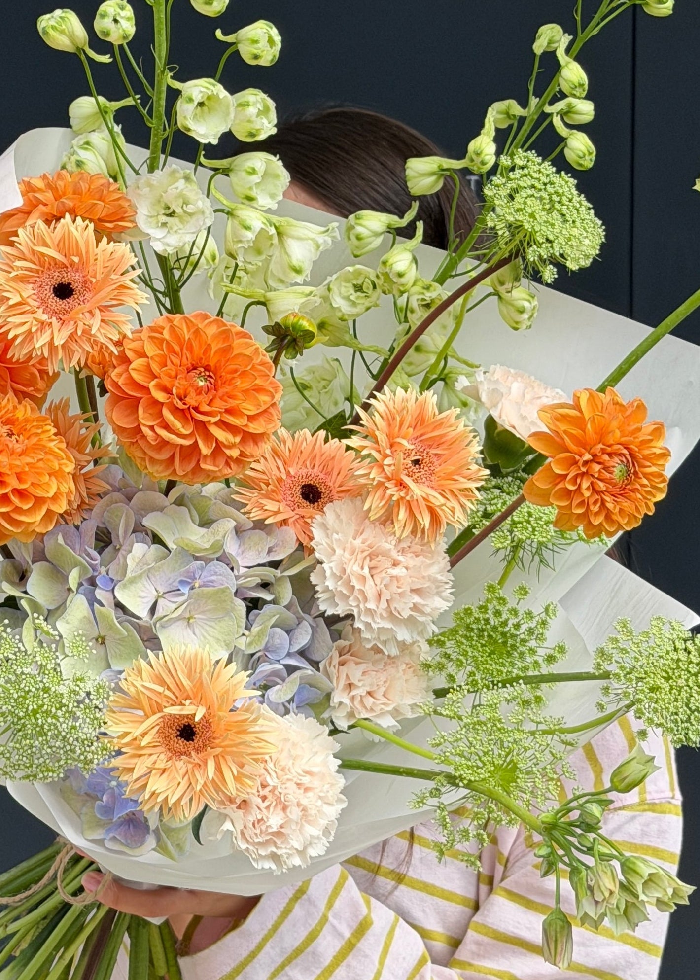 Bouquet orange | green | light blue - Stem By Stem