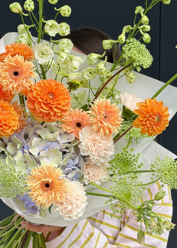 Bouquet orange | green | light blue - Stem By Stem